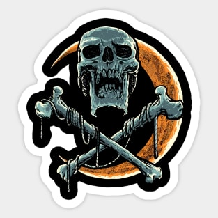 Skull and half moon Sticker